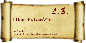 Liber Balabán névjegykártya